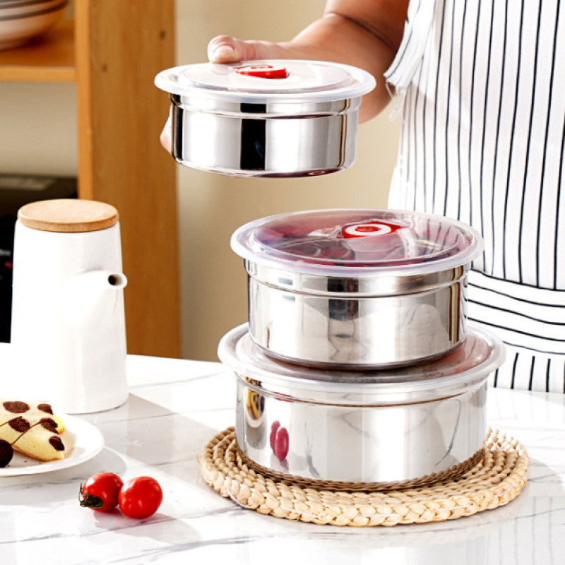 Stainless Steel Food Storage Containers with Airtight Plastic Lids – 3 Pieces