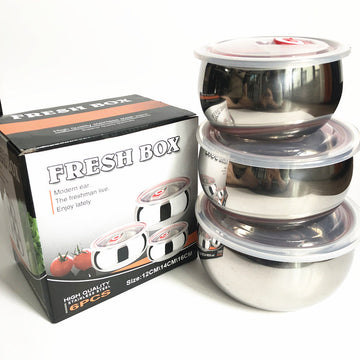 3 Sizes Stainless Steel Food Container with Airtight Plastic Lid